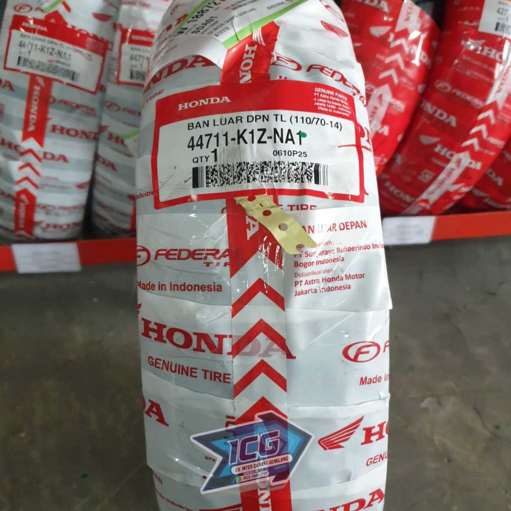BAN FEDERAL TUBELESS UKURAN 110/70-14 K1Z, COCOK UNTUK BAN DEPAN MATIC BESAR  DENGAN RING 14 SEPERTI