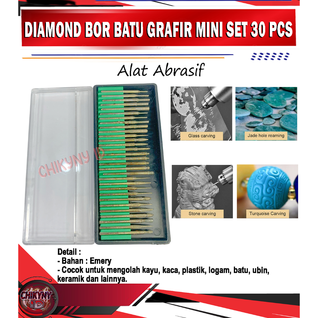 DIAMOND BOR BATU MATA GRAFIR ALAT UKIR MINI MATA BOR SET 30 PCS