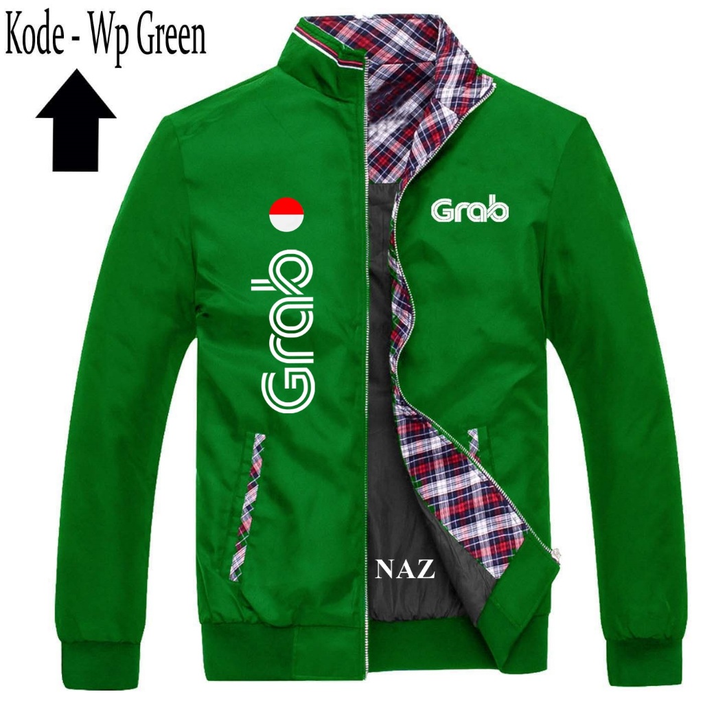 Jaket bomber zipper driver ojol grab grabbike grabfood pria wanita jaket parasut distro grab grabbik