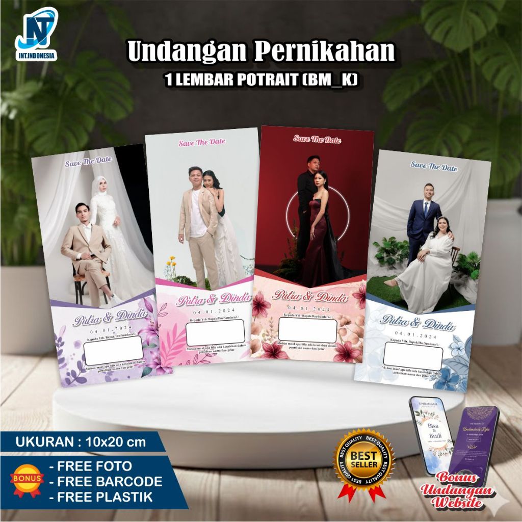 Undangan Pernikahan BM_K 1 Lembar – Custom | Murah & Premium / Undangan Pernikahan Murah