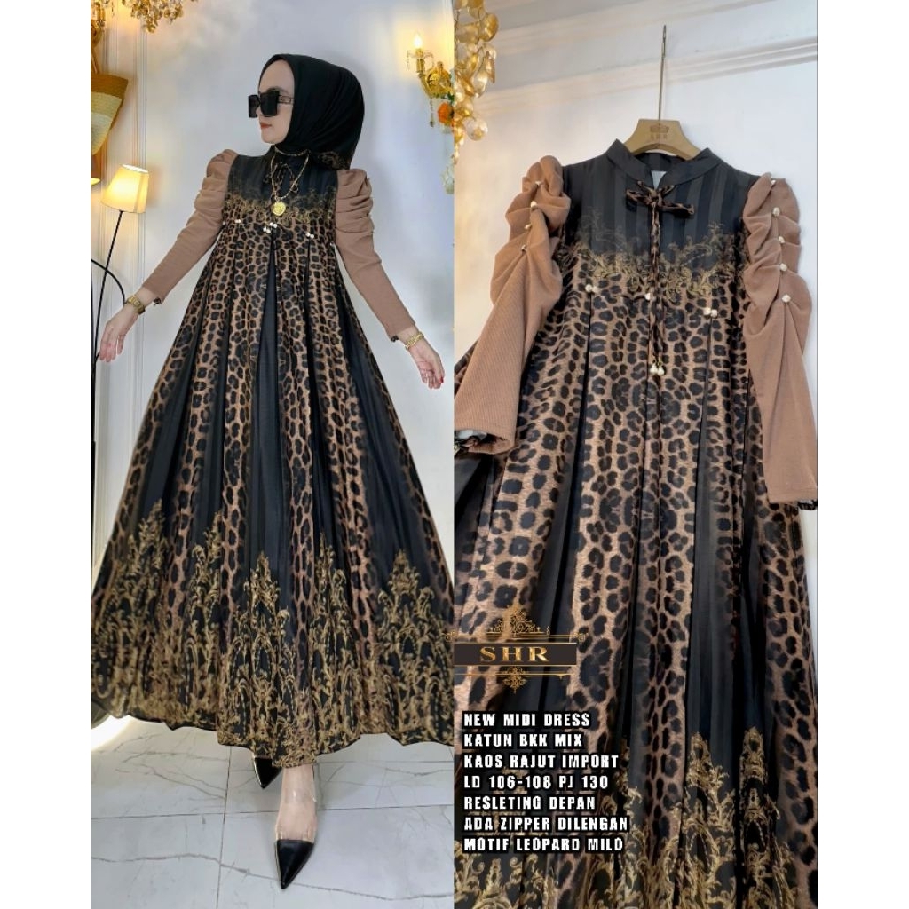 READY NEWW NEWW COD DRESS LEOPARD ORI SHR