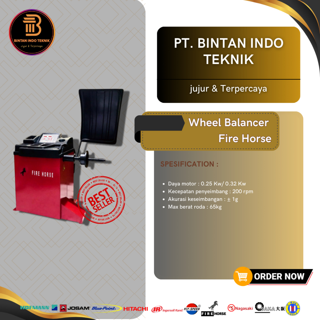 Fire Horse Wheel Balancer Mesin Penyeimbang Ban Presisi Digital Dinamis Ergonomis
