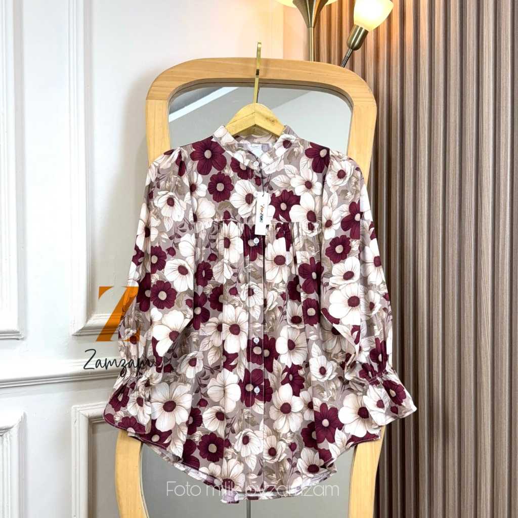 Slavina Blouse Motif Rayon Atasan Kemeja Wanita DewasaTerbaru Busui