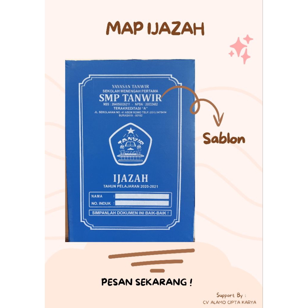 MAP IJAZAH | COVER IJAZAH | SAMPUL IJAZAH | SABLON