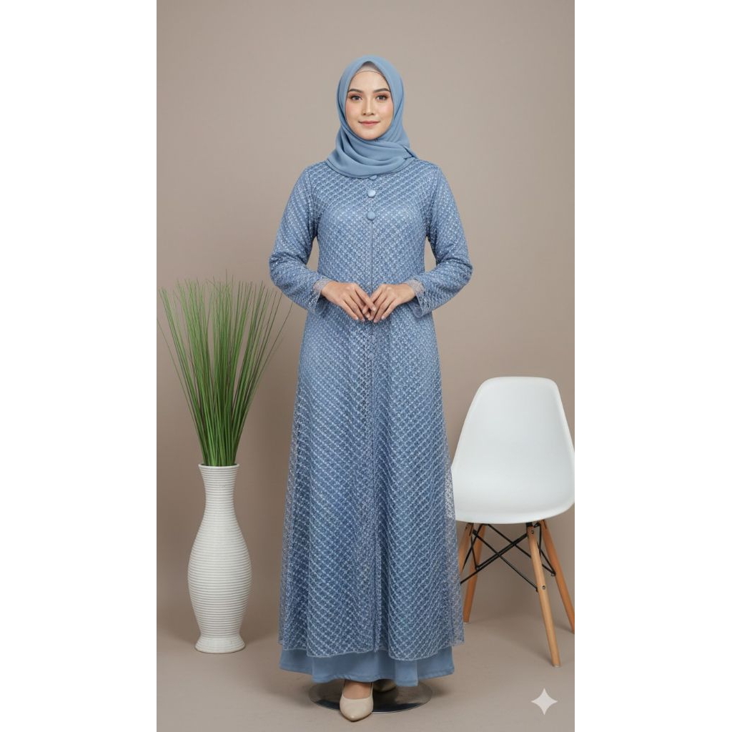 Hana Gamis Tile Innara Gamis Pesta Kondangan Gamis Muslimah Modern Fashion Wanita Muslimah Kekinian 