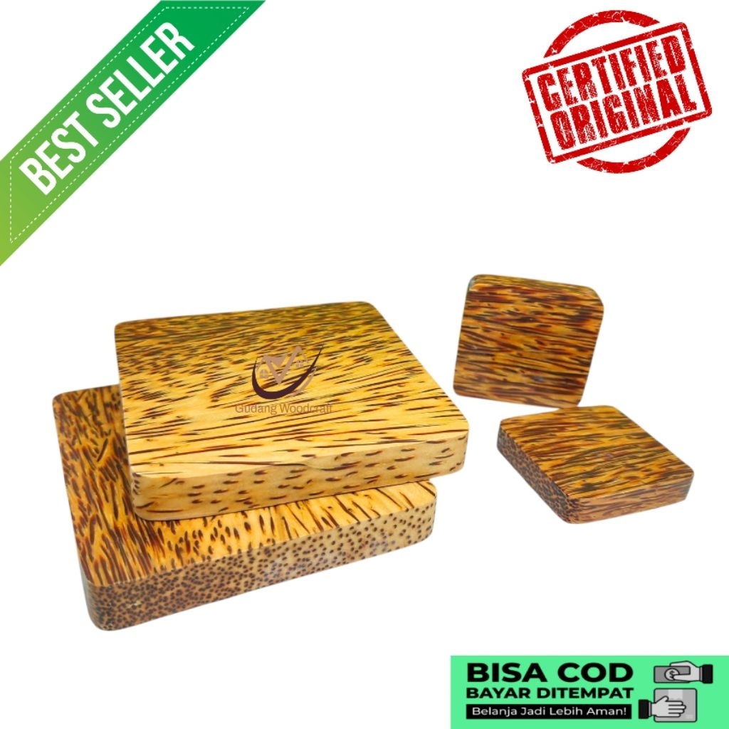 Tatakan Gelas Aesthetic/Tatakan Kayu Liwung Macan Merah Premium