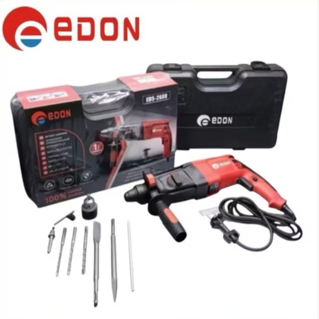 EDON Mesin Bor Bobok Tembok ED5-2680 Rotary Hammer Drill 3 Fungsi