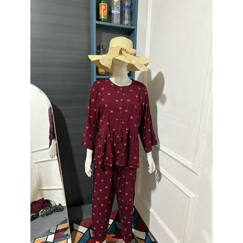 one set rayon viscose celana kulot