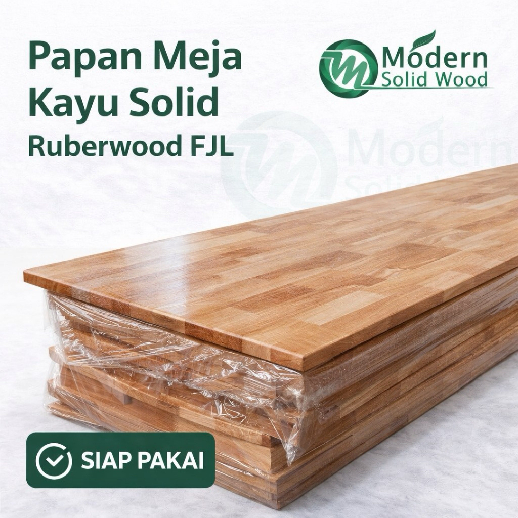 Papan Meja Kayu Solid Rubberwood FJL | Custom Ukuran 1.8cm Sanding Halus
