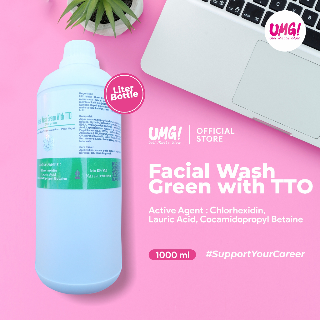 UMG Ulti Matte Glow (1LITER) facial Wash Green with TTO (For Acne Skin)