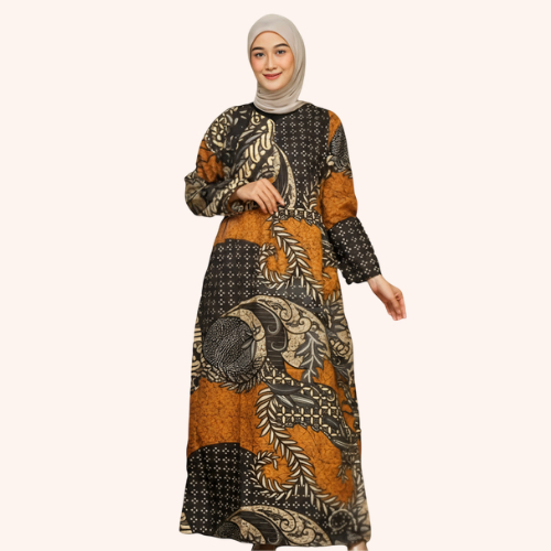 GAMIS BATIK WANITA BAHAN KATUN MOTIF KUNING ASLI PEKALONGAN