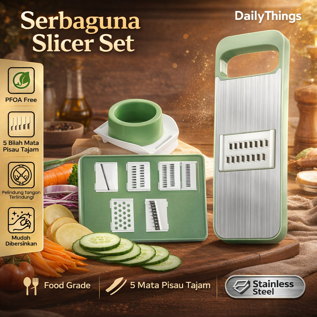 DailyThings Vegetable Cutter 6 in 1 Parutan Sayur Buah Stainless Steel 304 Multifungsi Pengiris Kent