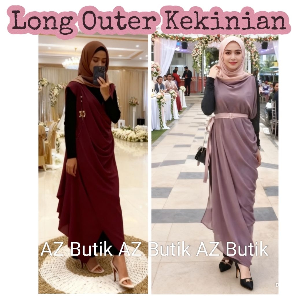 AZ Long Outer Ceruti  Kekinian Pesta Kondangan Nikahan Outer Panjang