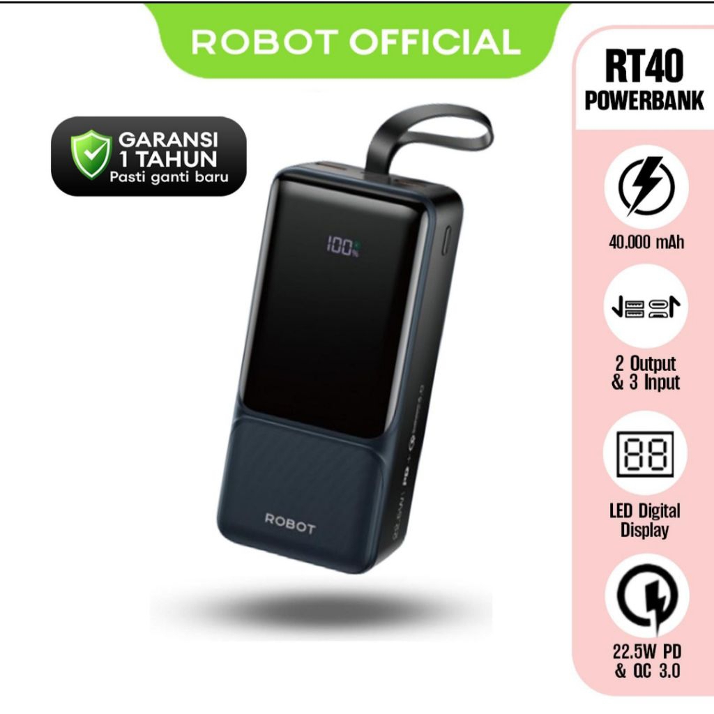 ROBOT RT40 Powerbank 40000Mah 22.5W Two-Way Fast Charging