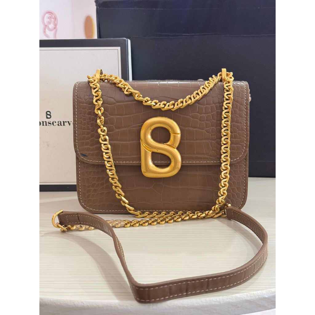 PRELOVED LENGKAP BOX BUTTONSCARVES BAG AUDREY SMALL CHAIN BAG CACAO BEKAS SECOND BALIKPAPAN SAMARIND