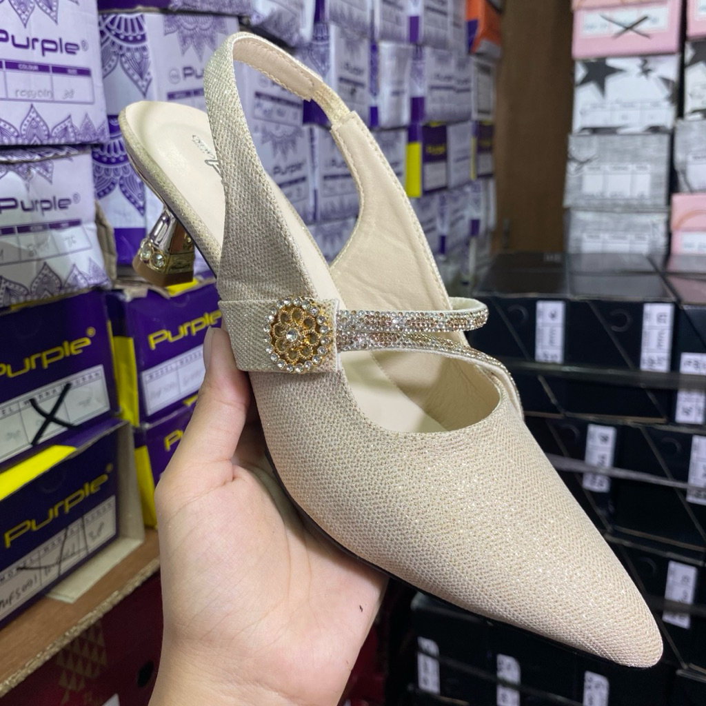 PURPLE - AB.5018 - SEPATU SANDAL PESTA GLITTER WANITA - SEPATU SANDAL WANITA