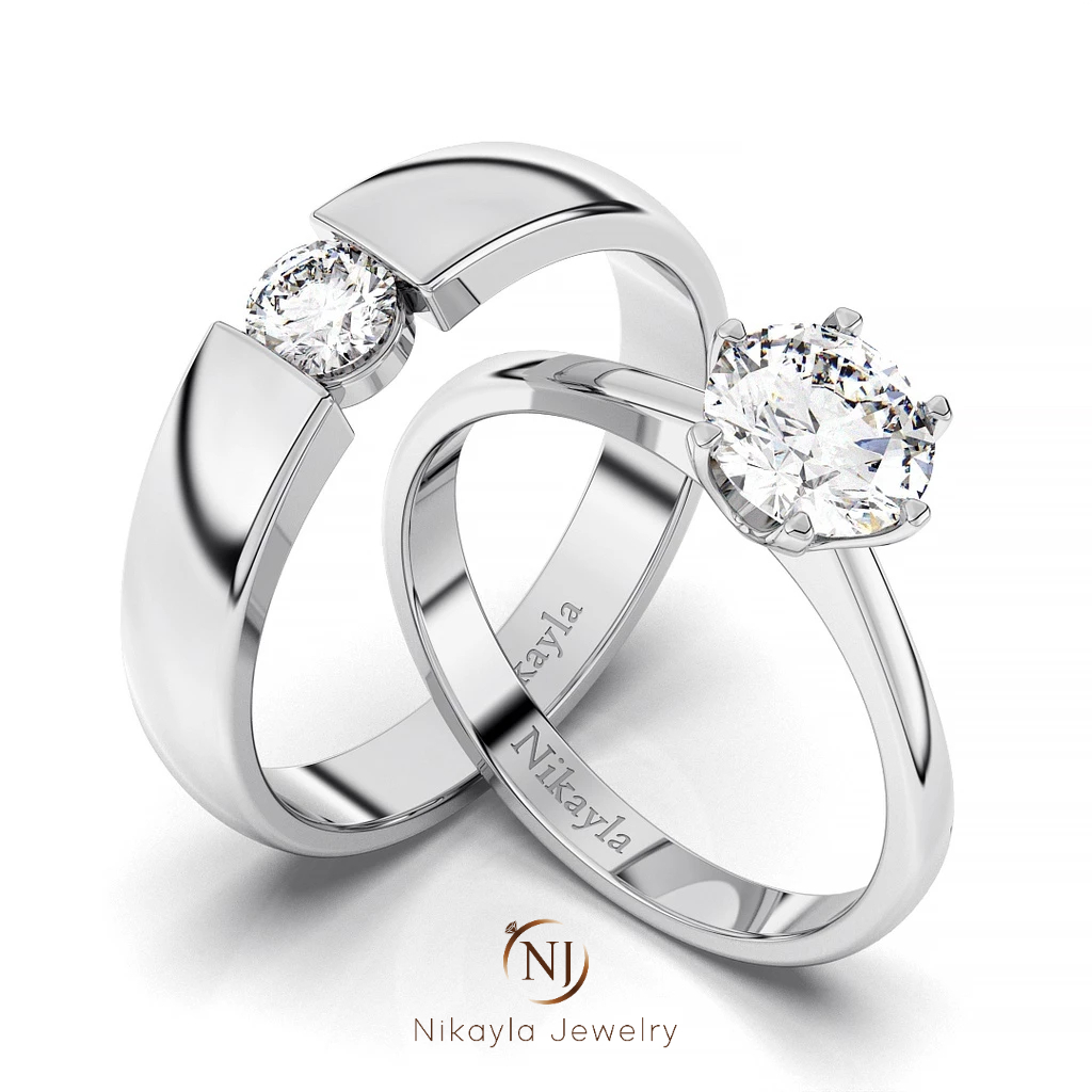 Nikayla Jewelry - Cincin Kawin Palladium 1.5K Murni Minimalis