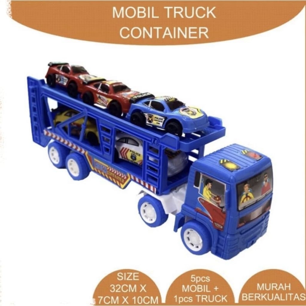 Mainan Anak Mobil Truk Volvo isi 5 Mobil Sedan