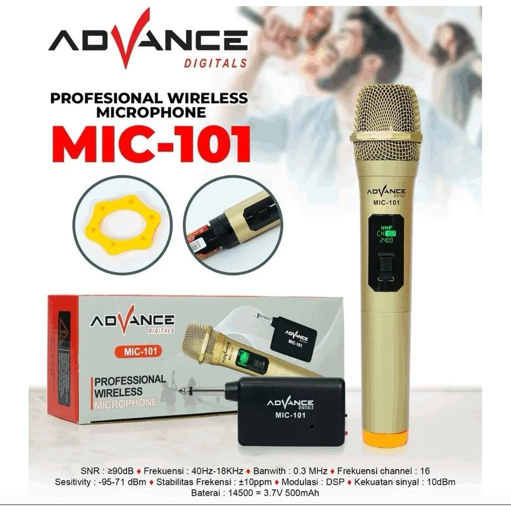 MIC ADVANCE 101 -MIC WIRELESS ADVANCE 101 - MIC TANPA KABEL - MIK WIRELESS - MICROPHONE ADVANCE 101 