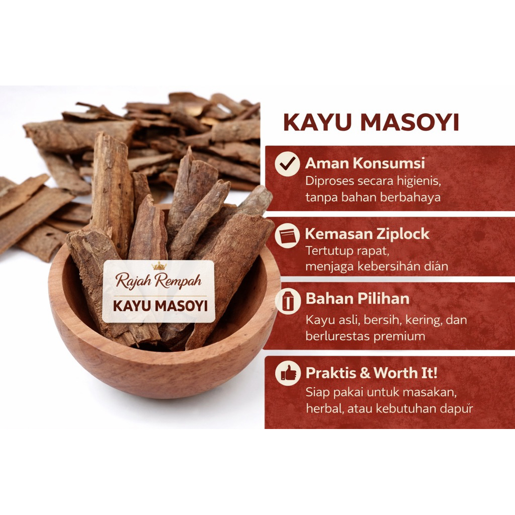 [Rajah Rempah] Kayu Masoyi 50 gram / Kayu Masoi Masoia Bark / Kulit Kayu Masoyi / Kayu Mesohi Asli 1