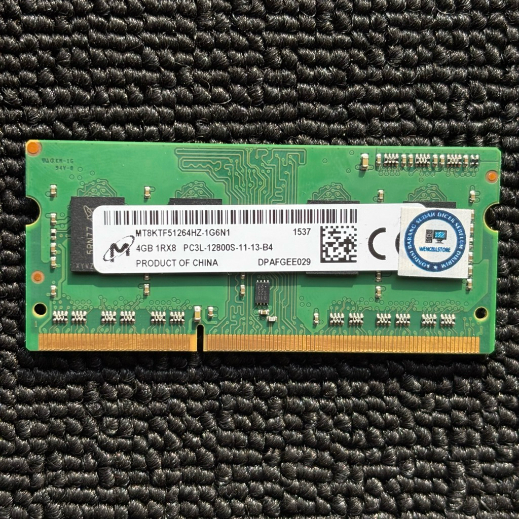 RAM LAPTOP MICRON 4GB 1RX8 PC3L-12800S/1600MHZ DDR3L