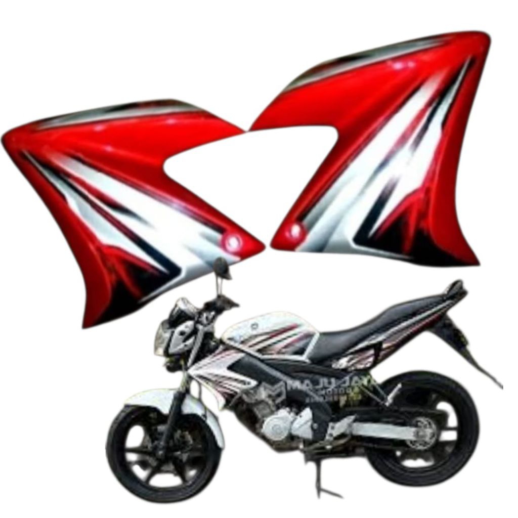 sayap depan cover tangki Yamaha Vixion old lama warna merah maroon plus striping full