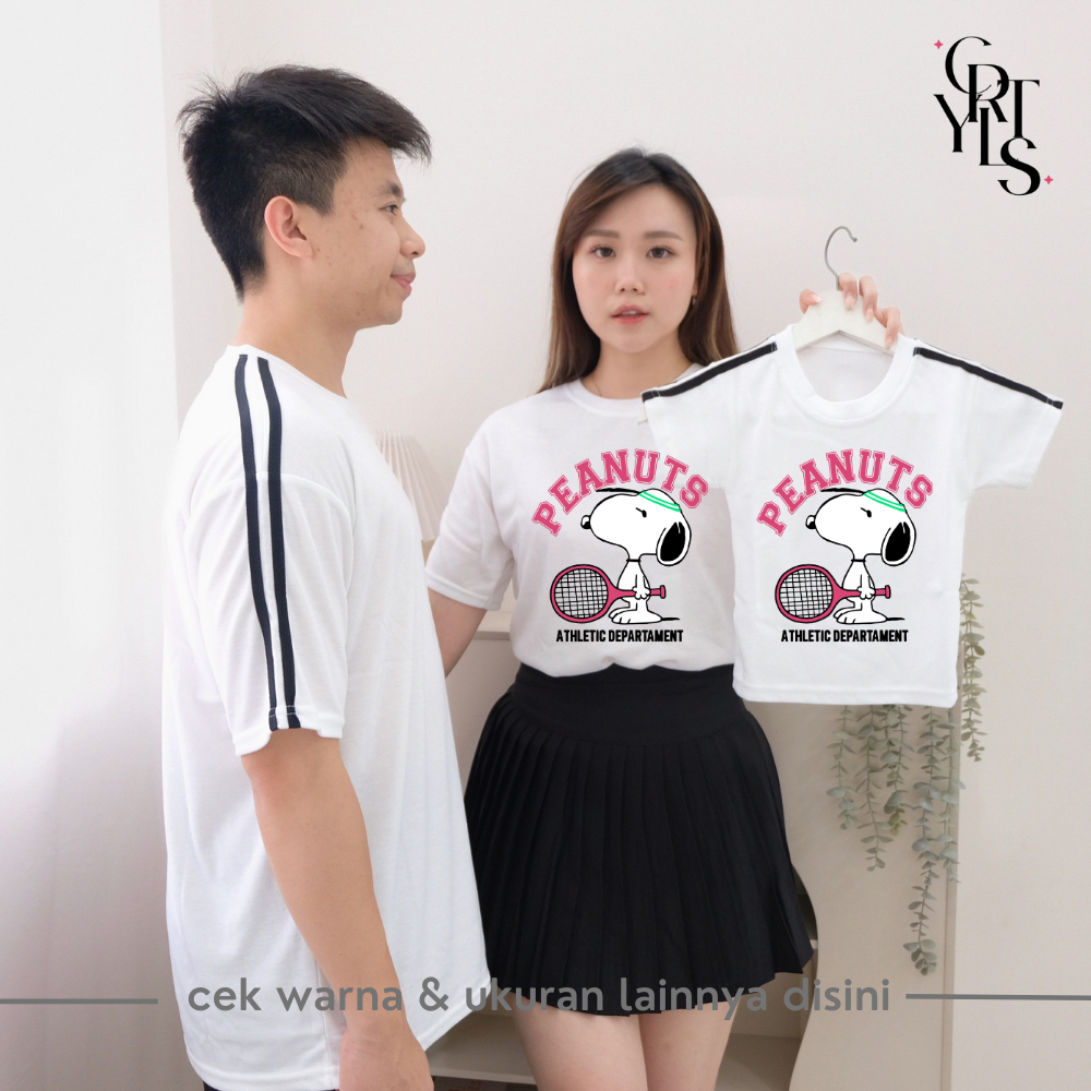 Carotyles Baju Atasan Kaos STRIP RAKET SNPY Couple Keluarga Wanita Pria Anak Perempuan Laki Laki