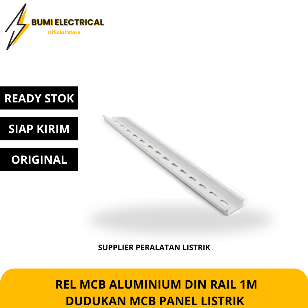 REL MCB ALUMINIUM DIN RAIL 100CM DUDUKAN MCB PANEL LISTRIK