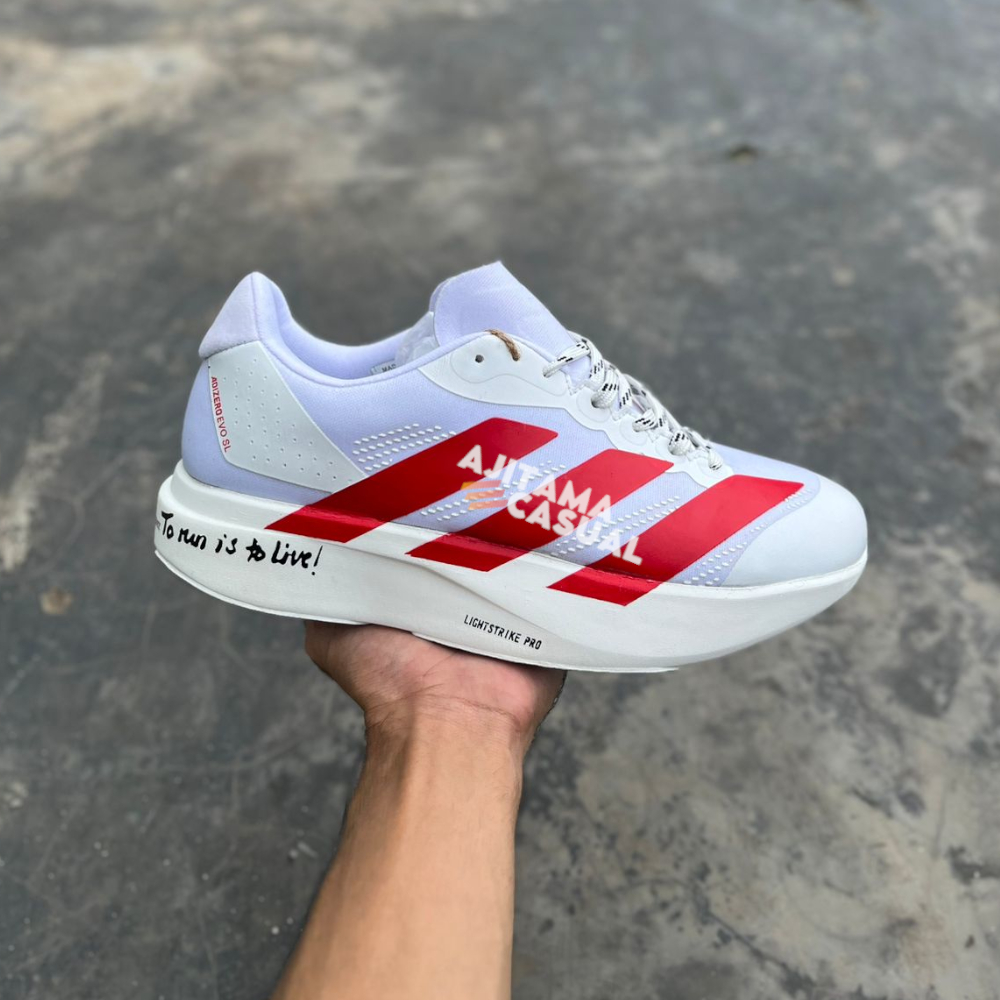 Sepatu Running Casual pria wanita Adiz Evo SL Putih Merah Baru Ukuran 37-45