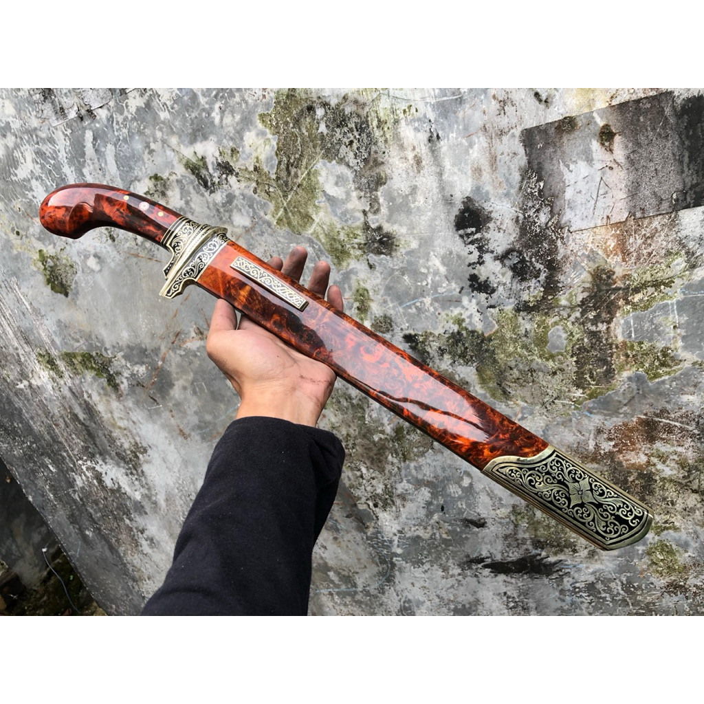 JENGKOLAN BOHLER N695 FULLHARDEN 59HRC BURL RED AMBOYNA 40cm (free ukir nama)