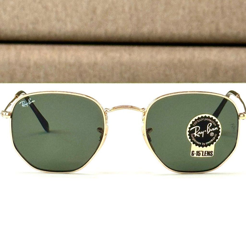Kacamata Rayban Hexagonal RB3548N Gold Lens Green Original