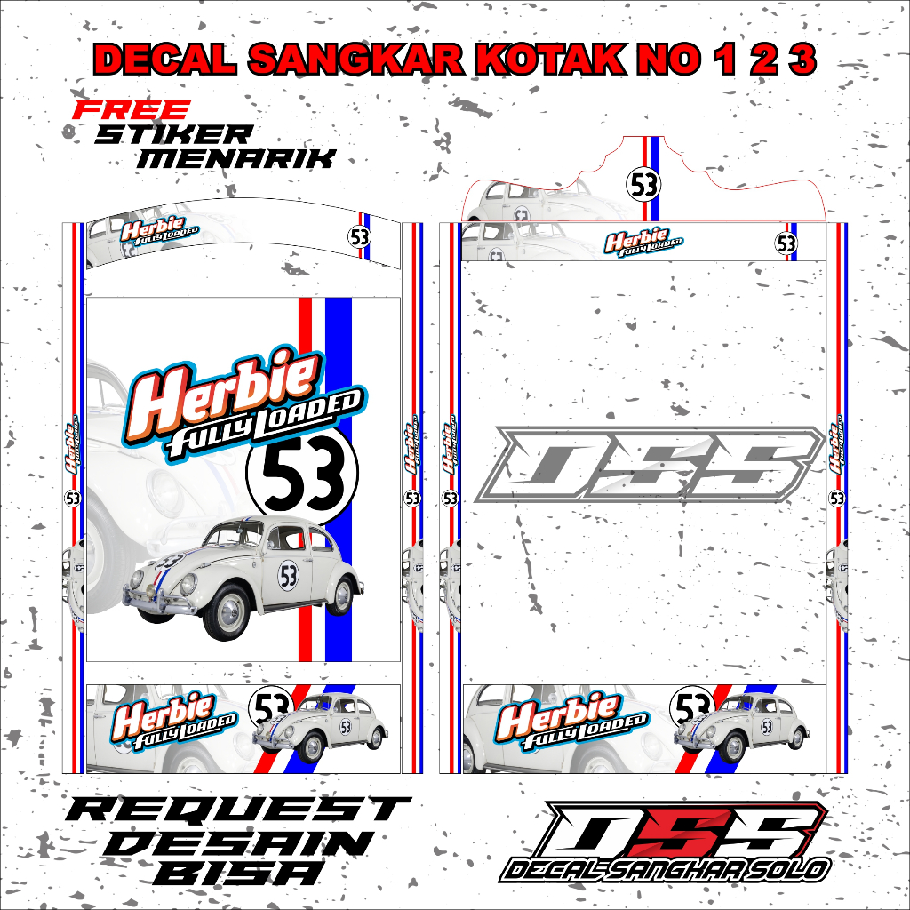 DECAL SANGKAR BURUNG KOTAK MOTIF HERBY NO 1 2 3