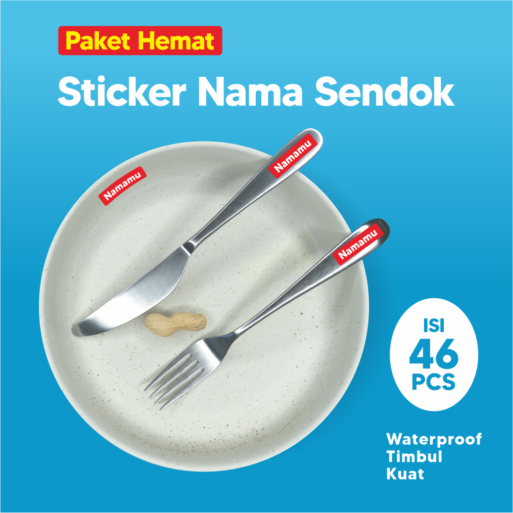 MALIBOO - Sticker Custom Nama Waterproof Label Nama Perabotan Alat Tulis Stiker Timbul