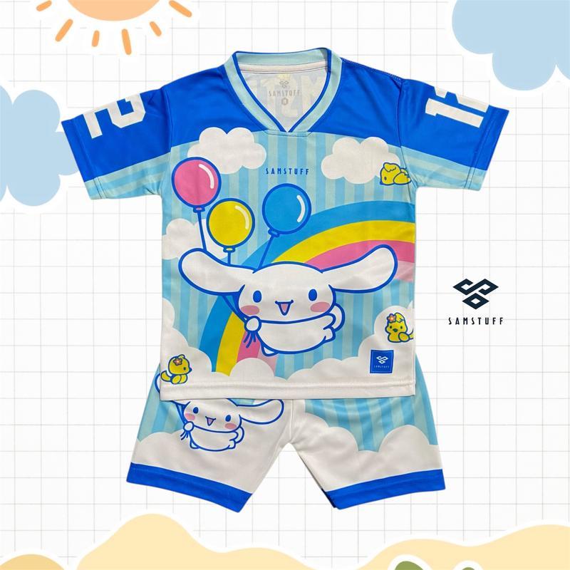 Jersey Anak Perempuan Usia 2 - 10Th Motif Pelangi Cinnamoroll Blue Edition - Setelan Baju Harian & O