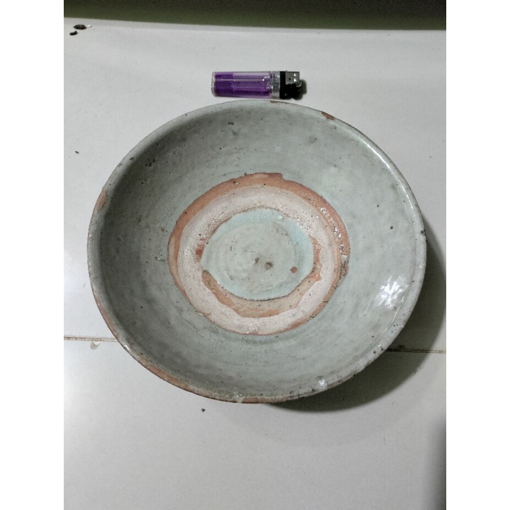 Mangkok kuno china dinasti song hijau celadon keramik dia18.5cm temuan sungai