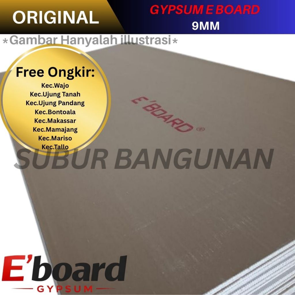 Gypsum GIPSUM EBOARD Papan Plafon Partisi Water Resistant 9mm