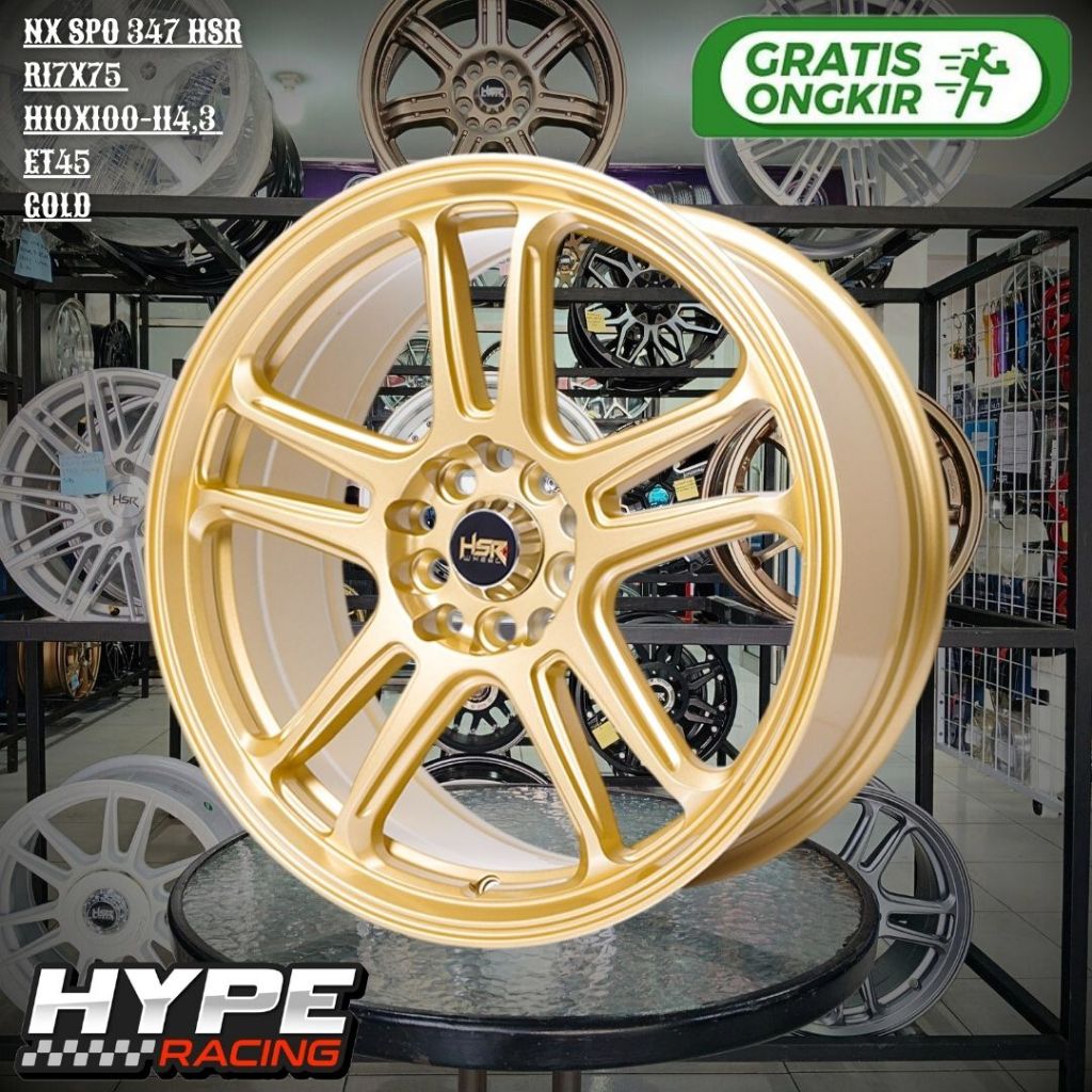 Pelek mobil Ring 17 HSR NX SPO 347 R17 Gold Cocok untuk Velg CORTEZ , RUSH , CRETA , HRV