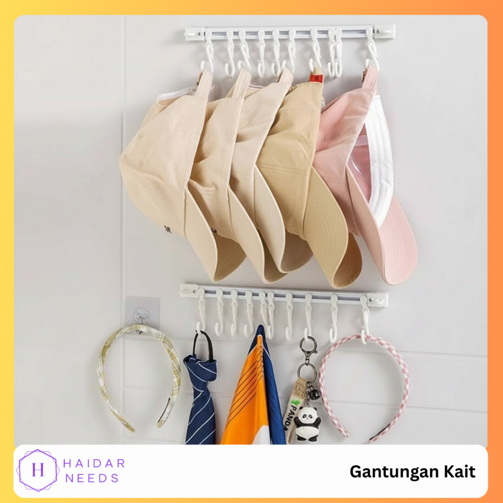 Rak Tempel Geser Sliding Hook Gantungan Spatula Sutil Bawah Lemari Kabinet Kitchen Organizer Tanpa B