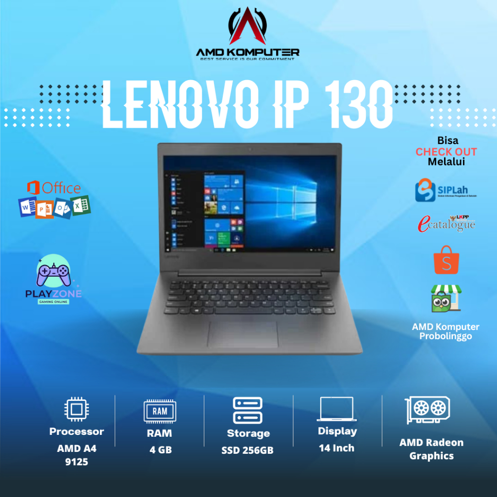 LAPTOP LENOVO IdeaPad 130 AMD A4 - 9125 RAM 4GB/SD 256GB/14 inch HD/SECOND