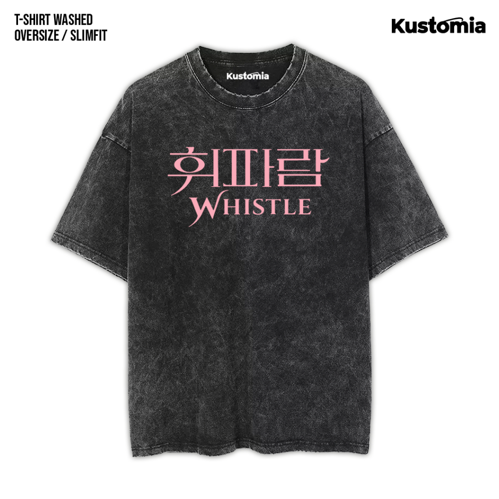 KUSTOMIA Kaos BLACKPINK Washed T-shirt Black White | BP-9