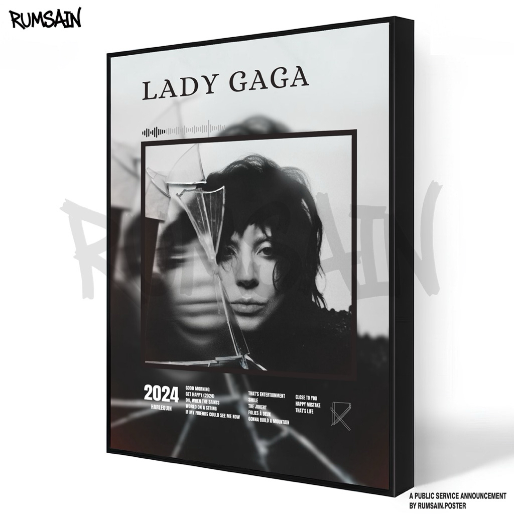 Rumsain poster - Lady gaga - home decor - Bingkai minimalis - poster dinding - dekorasi dinding - di