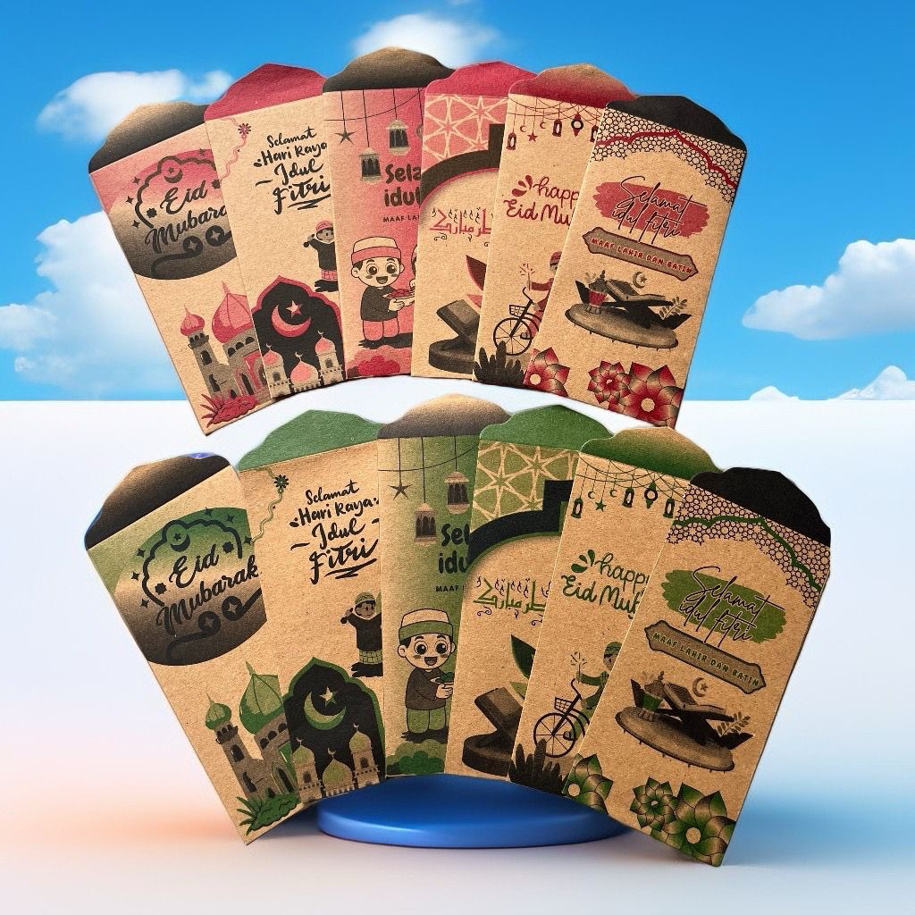 Amplop lebaran kraft coklat ramdom isi 10 || uang tanpa lipat