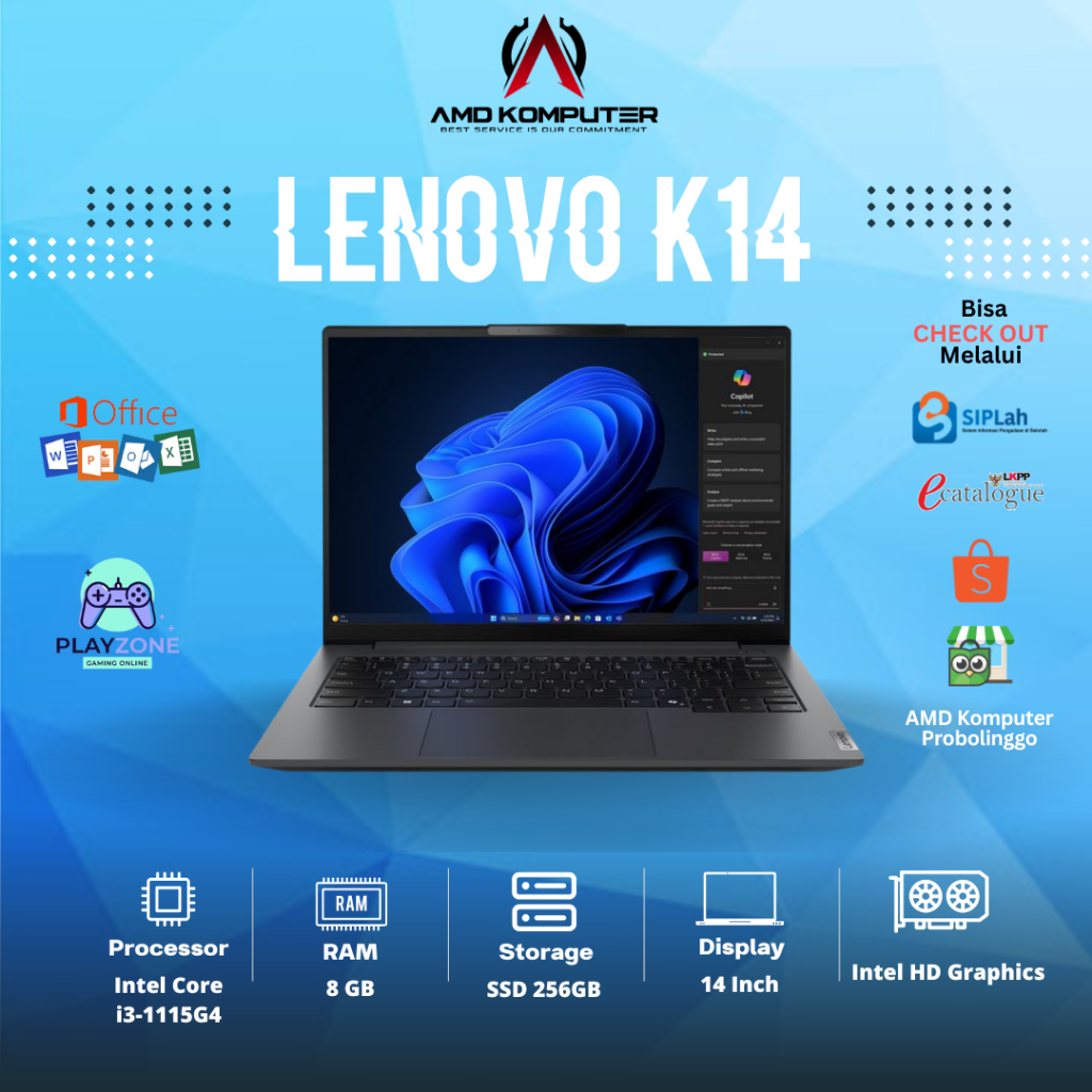 LAPTOP LENOVO K14 Intel Core i3-1115G4/8GB/256GB /14 Inch/SECOND