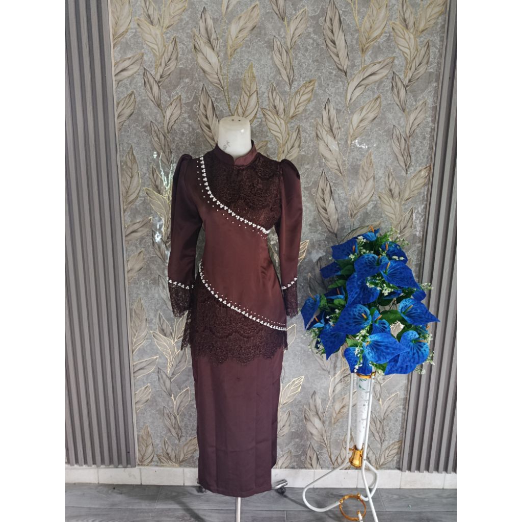 viralsetrok baju kurung melayu mix brukat modern
