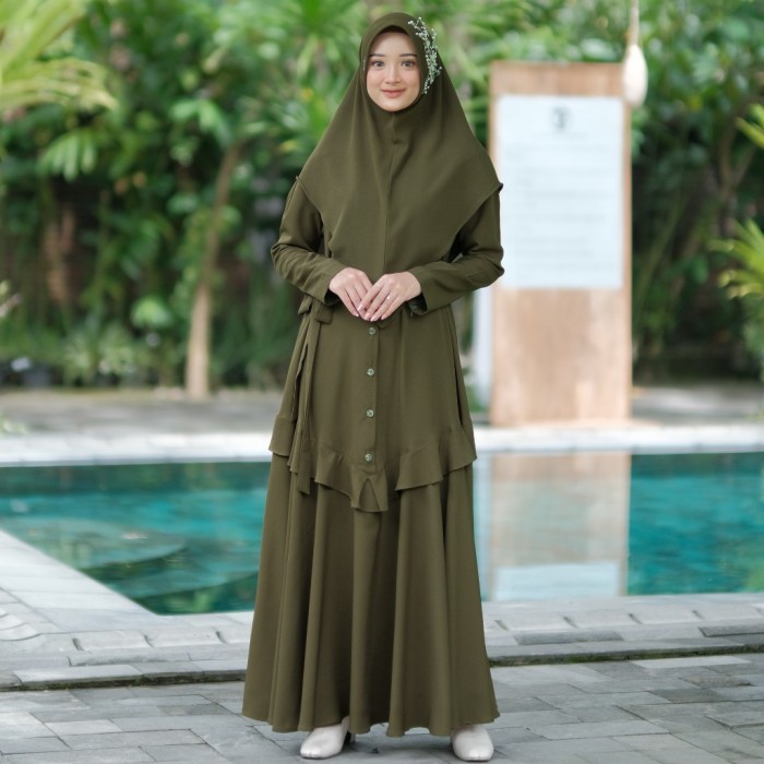 Terbaru Gamis Dress Fauz Kauren Premium Queen Zara Muslimah Paket Hijab Kerudung