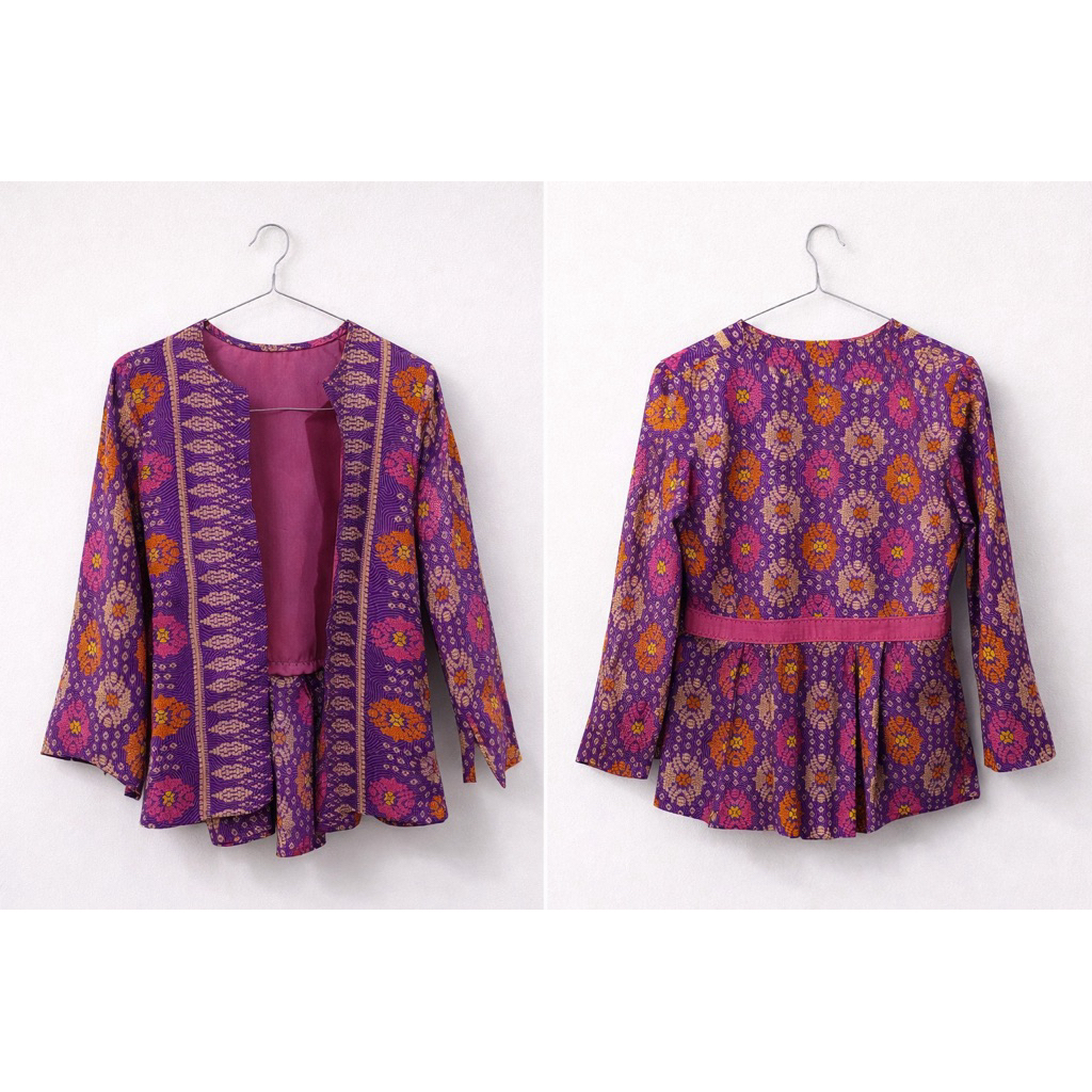 Outer / Atasan Batik Ungu Motif Etnik (Preloved)
