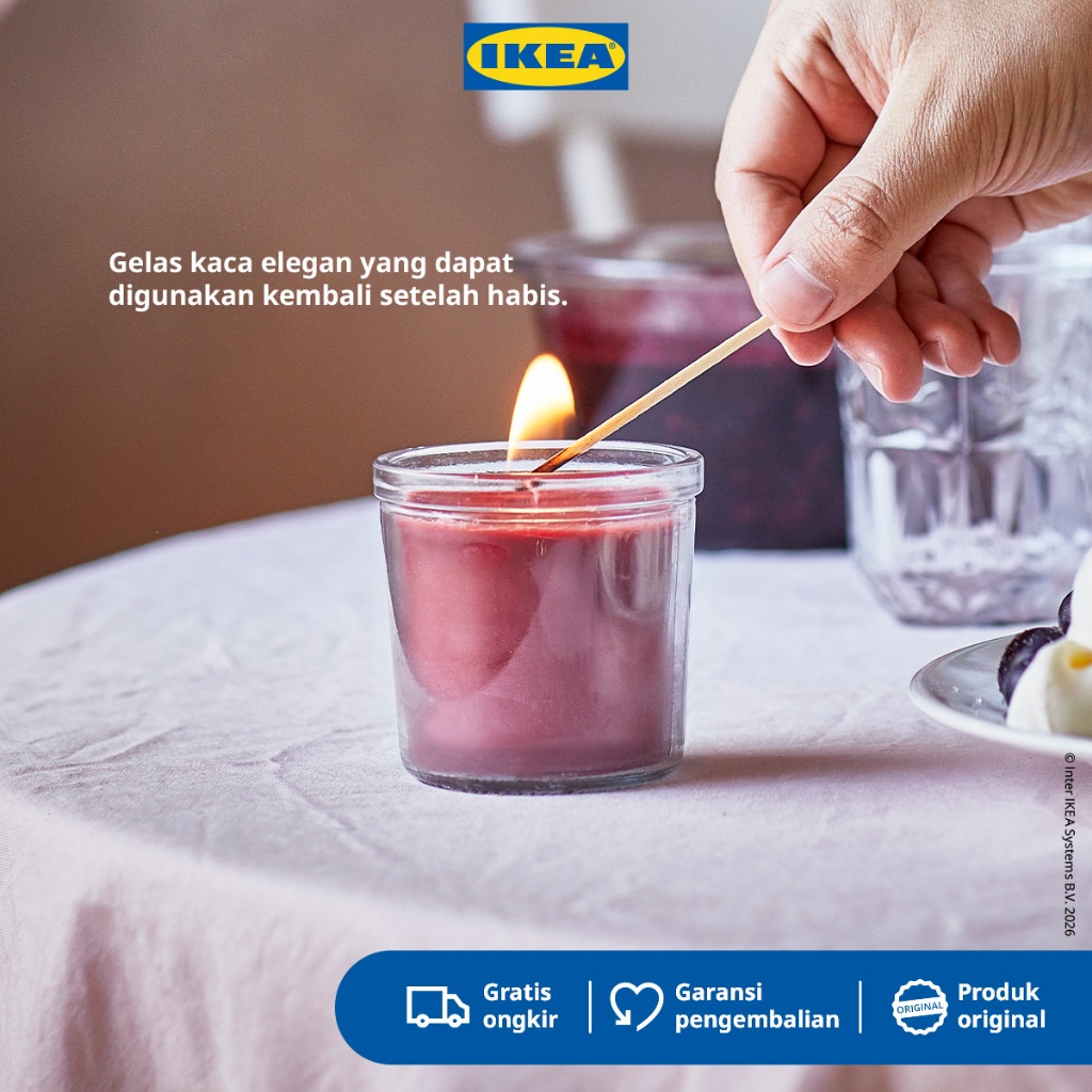 IKEA STORTSKON Lilin Aromaterapi Beri / Merah Tahan 20 Jam