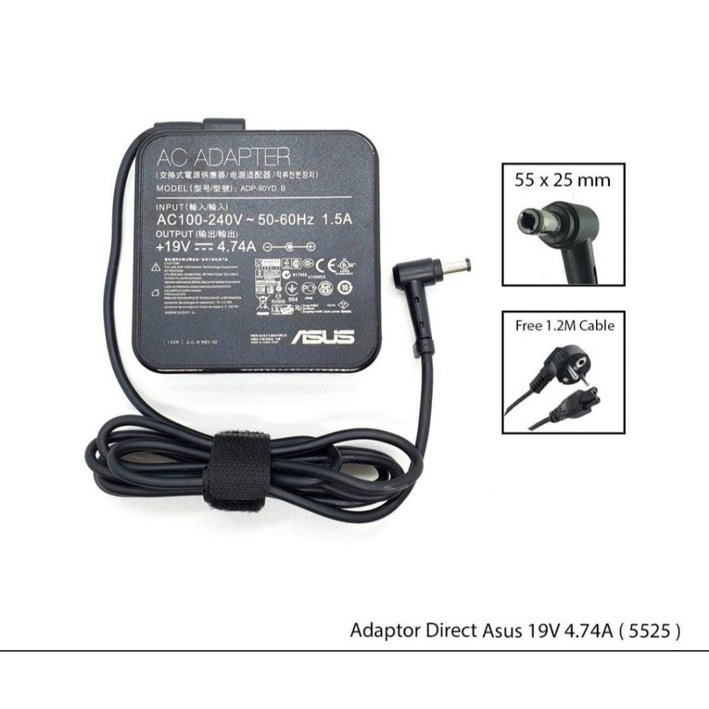 Adaptor Toshiba ORI 19V 4.74A 55x25mm/Charger Laptop/Charger toshiba