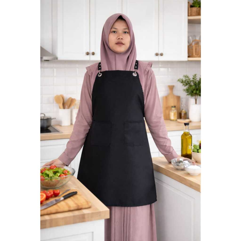 celemek apron  celemek dapur celemek masak celemek barista celemek kekinian bahan kaen dril