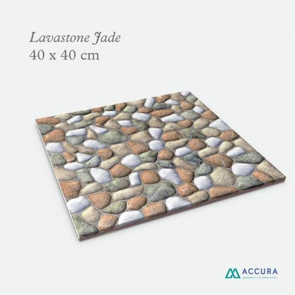 Keramik Lantai 40x40 Mulia Lavastone Jade | Keramik Kasar Motif Batu Alam KW1 0,96 m²/Dus
